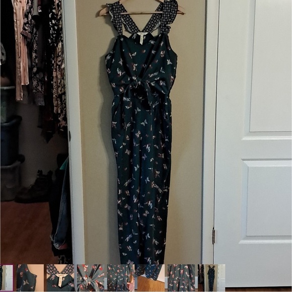 Matilda Jane Dark Green For the Love of Birds Jumpsuit Medium - Picture 2 of 8